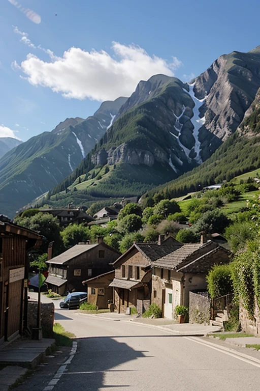 a village at the foot of the mountain