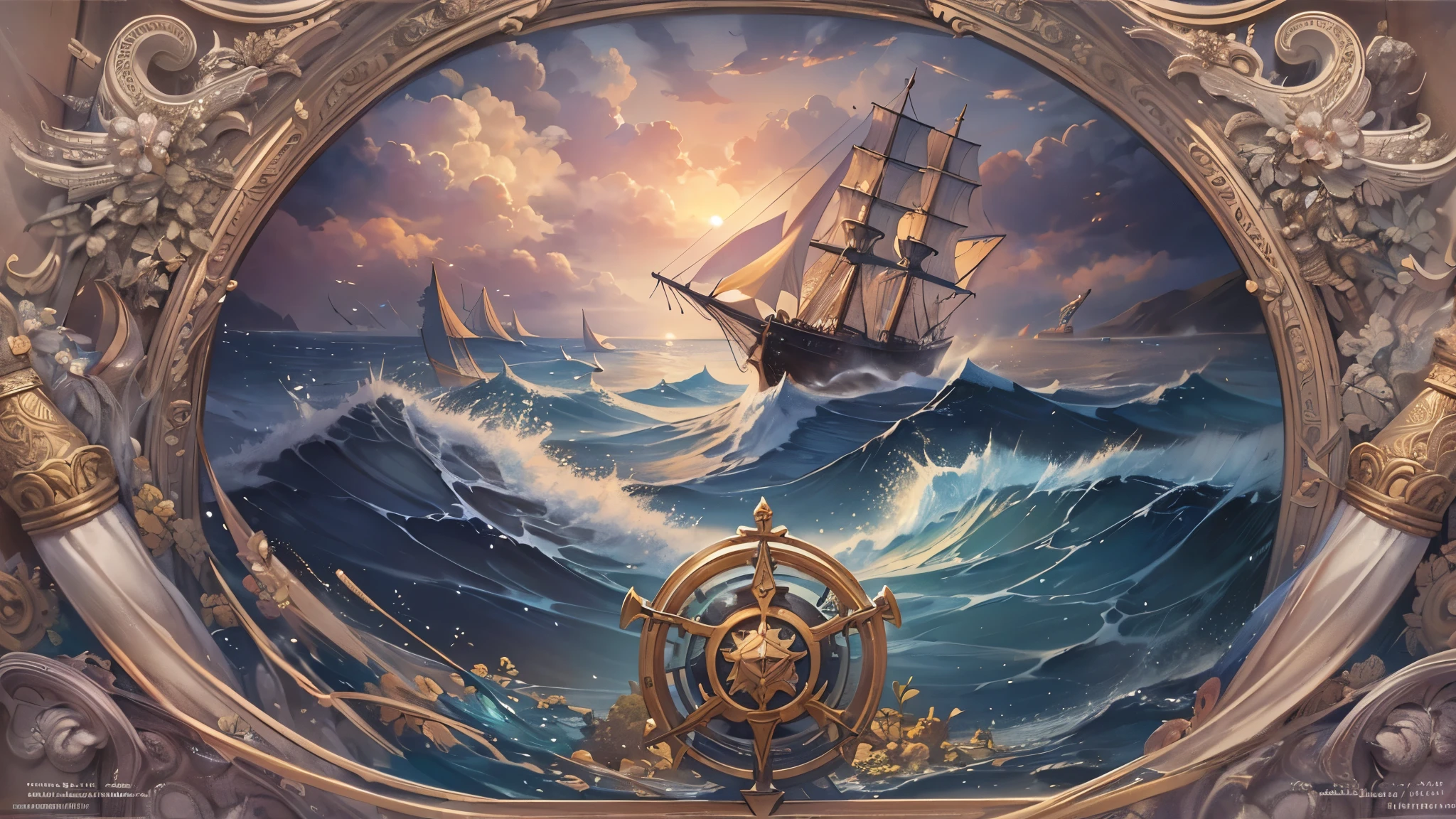 ((highest quality)),(Ultra-high resolution),(Very detailed),(Detailed Description),((The best CG)),(A masterpiece),Ultra-precise art,Amazing drawing art,(Art with precise detail:1.5), Sea Roar, Rise above the waves, Beyond the Sea