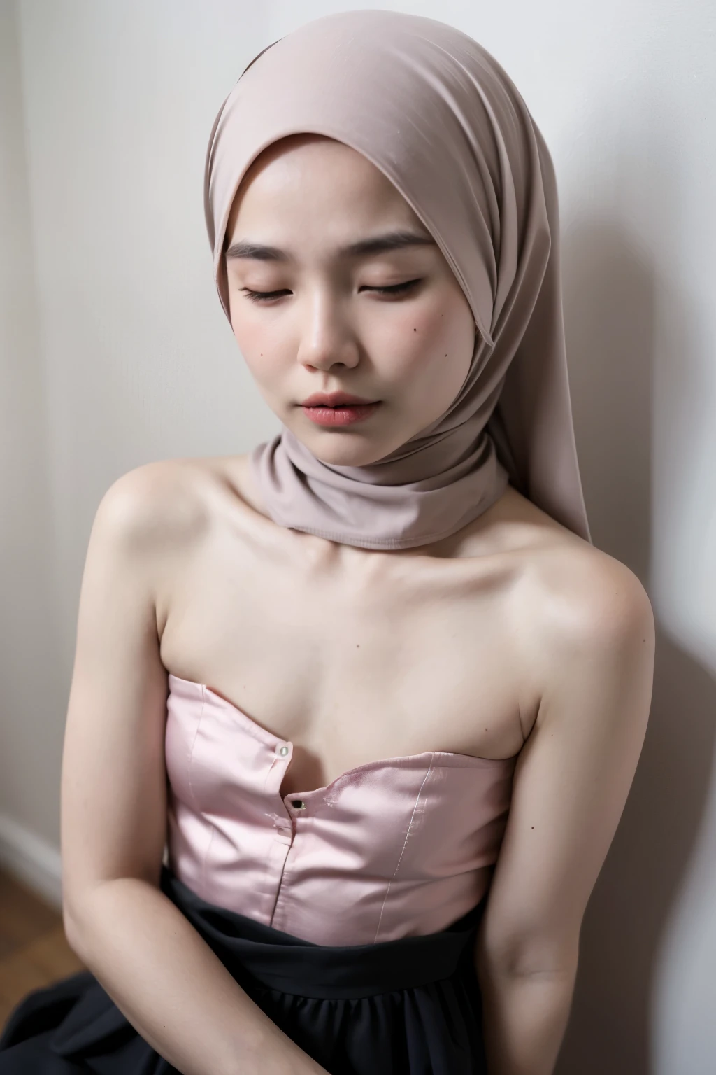((Colourful)), ((Big Tits:0.1)), ((Flat Chest:1)), Wear sunglasses and act like Rosyam, ((Closed Eyes)), (((Strapless Colourful Flat Chest))), Naked, Angry pose, Angry face, (((HIJAB MALAY GIRL))), masutepiece, High quality, UHD 45K, Realistic face, Realistic skin feeling , A Japanese Lady, , , Very cute and baby-like face, (((FLAT CHEST))), (MATRIX WORLD), ((look In front at the camera and SADNESS)), ((())), (((CUTE GIRL))), ((PASTEL LIPS)), ((SATIN LACE)), ((CHUBBY)), ((UNDRESS)). Brown, Flat Chest, Wearing G-String. Sitting, from behind view up, seductive pose, (Small face), (small head)