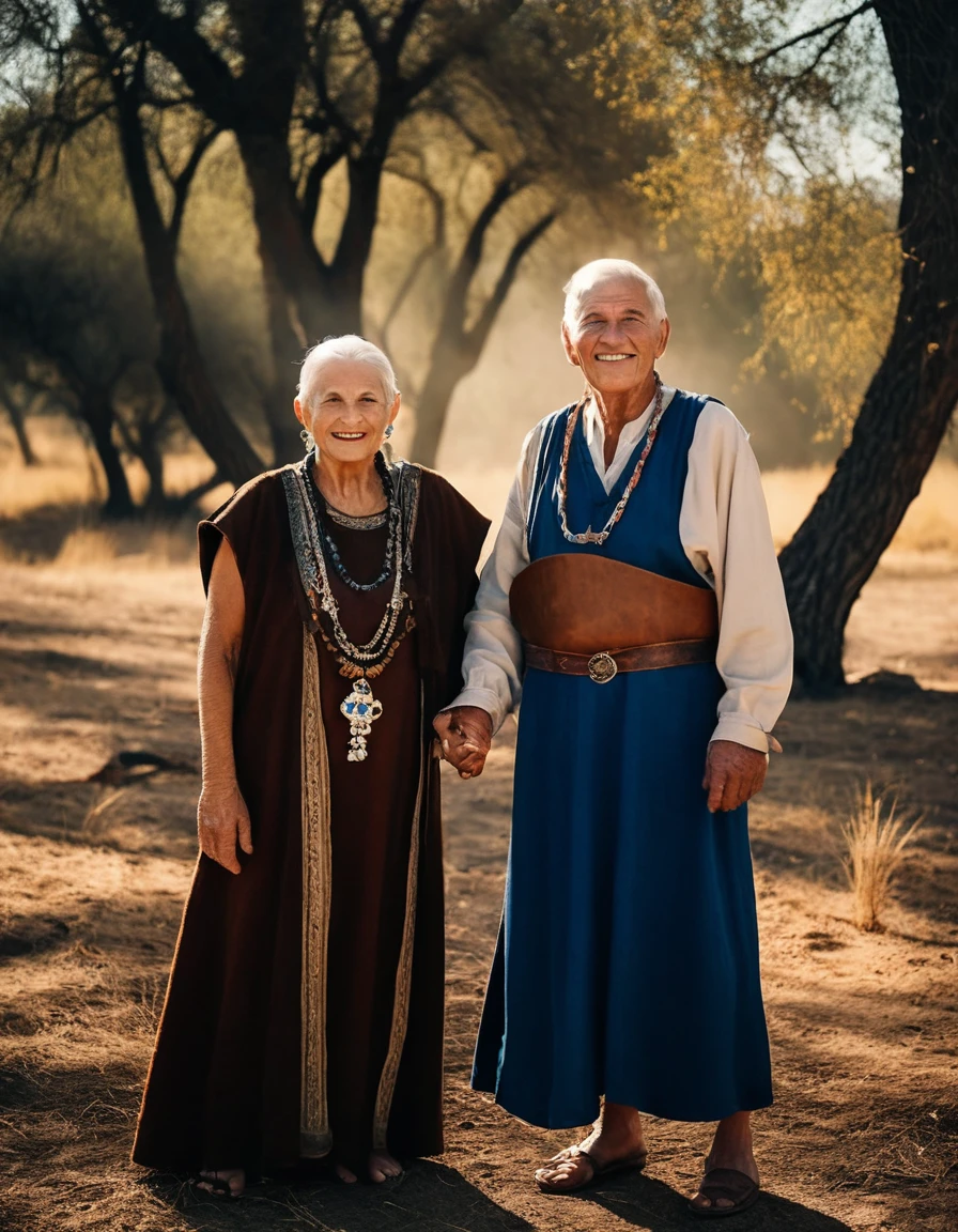 Photography cinematográfica Primer plano de ((( 80 year old grandparents, )) en hoja del infierno: El sacrificio de Senua, saliendo del barro negro, pelo largo con lizo, cuerpo entero pintura azul guerro, pintura que se desvanece, happy expression and smile, cara sucia, finely detailed brown eyes, dicha , ropa vikinga, epic scene, epic composition, Photography, cinematic lighting, volumetric lighting, ethereal light, detalles intrincados, extremely detailed volumetric rays   . Photography de 35 mm, Movie, bokeh, profesional, 4k, Muy detallado, imagen de cuerpo entero, 