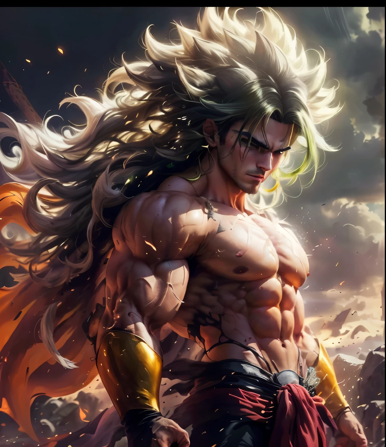 Close-up of a large man with very long hair., Super Saiyan 3, Super Saiyan, Super Saiyan goku, Broly, Goku from Dragon Ball, dragon ball characters, Awesome darling, going Super Saiyan, Super Master Goku, Goku, a realistic human, Goku from dragonball z, Goku from Dragon Ball z