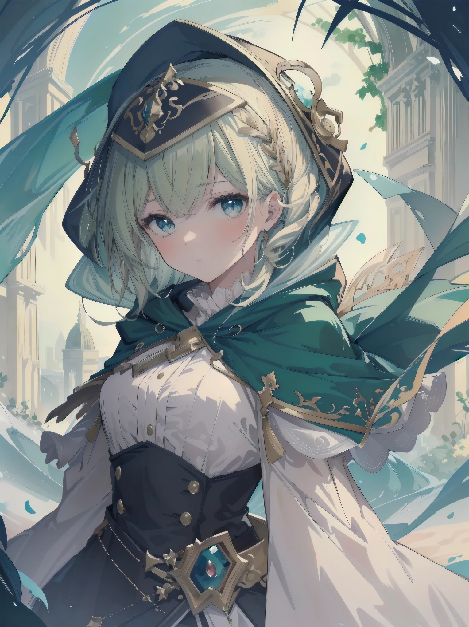 (Masterpiece, top quality, highest quality, official art, beautiful and aesthetic: 1.2), 1 girl, solo, marquise, adventurer, hood, meadow, detailed background, otherworldly fantasy with overwhelming modeling and super detailed amount of writing, one of the most powerful battle scenes, deep and detailed background, cute and beautiful girl, imaginative Cute girls, imaginative posing
