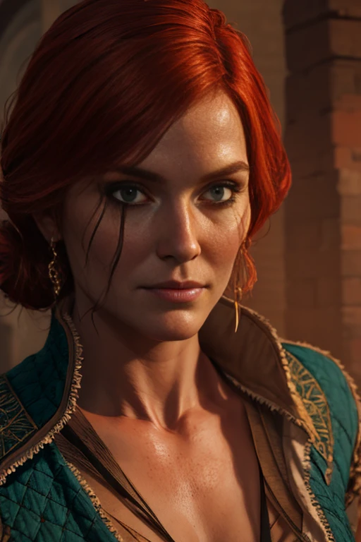 Triss, 1girl, solo, long hair, looking at viewer, (insanely detailed, beautiful detailed face, masterpiece, best quality) 