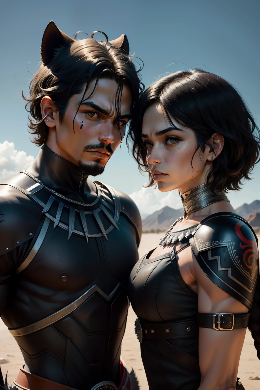 Warrior ,Mexican Flag, bob black hair, black panther 