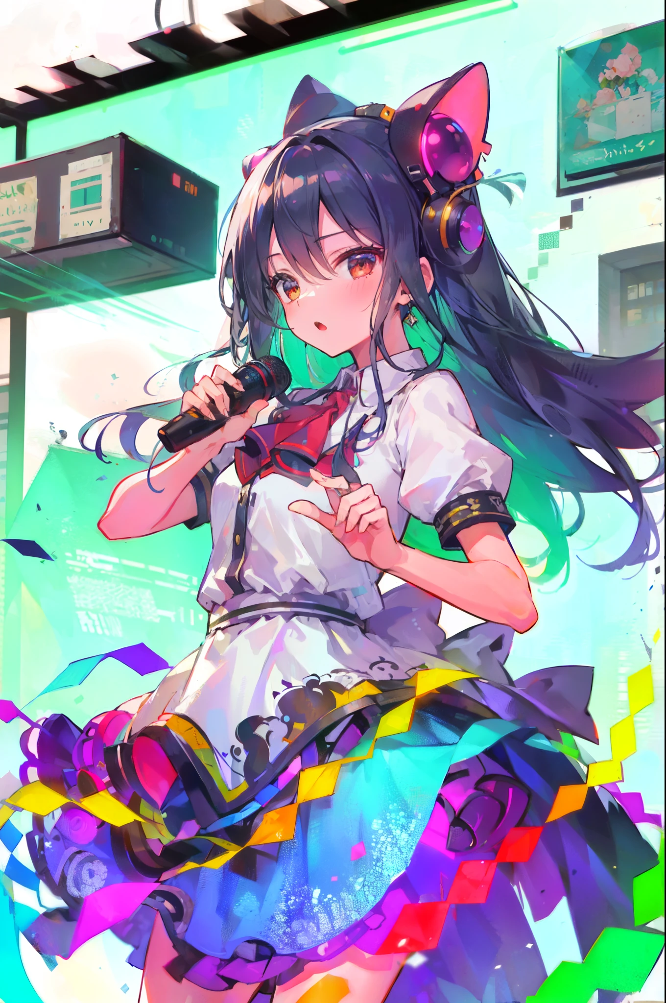 (high resolution:1.2),ultra detallado,realista,Sharp focus,vistoso,paredes cubiertas de graffiti,chica rapera artista callejera,ropa vibrante,Cantante de hip hop,cantando apasionadamente,energy efficiency,street art backdrop,urban atmosphere,escena callejera bulliciosa,ajetreo y bullicio,expresiones faciales expresivas,dynamic pose,accesorios originales,Handheld microphone,confident stage presence,attention-grabbing fashion style,unique street style,vida nocturna de la ciudad,neon lights illuminating,cultura de la moda callejera,youthful energy,multitud gritando,vibras positivas,Cultura Hip-Hop,escena musical urbana,fusion of music and art.,zapatillas con estilo,cultura del graffiti urbano,calles salpicadas de pintura,escaparate de talento urbano,vivid colors,Stunning images,alto energy efficiency,Electric atmosphere,musical expression,Estilo de vida urbano