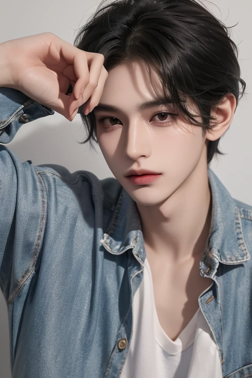 ((highest quality, 8k, masterpiece: 1.3))、Instagram selfies、Room Background、K-POPファッションのハンサムな男の子:1.5, 、Delinquent boy、 Well-groomed face, Black hair color、Thin face、(White skin:1.5)、whole body、(Beckoning:2.0)、Dark Eyes、Super handsome、Sexy Eyes、Ultra-thin face、Handsome Nose、Small eyes and face、Beautiful lighting, High resolution, Mouth details、smile、whole body: 1.5、Perfect figure、Very slim、Medium Hair、Stussy clothes、Larger clothes.