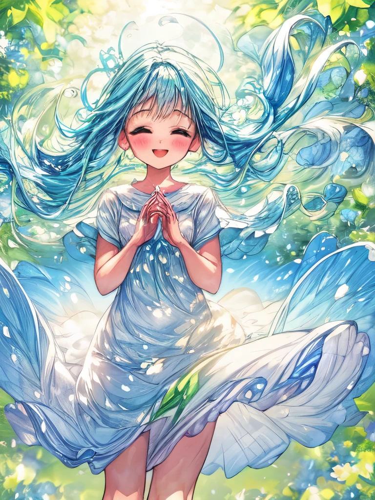 a beautiful and serene image capturing the essence of spring with blooming flowers, vibrant greenery, and clear blue skies. The image should exude a sense of freshness and renewal, with a gentle breeze rustling the petals and leaves. The colors should be soft and pastel, evoking a feeling of tranquility and joy. girl