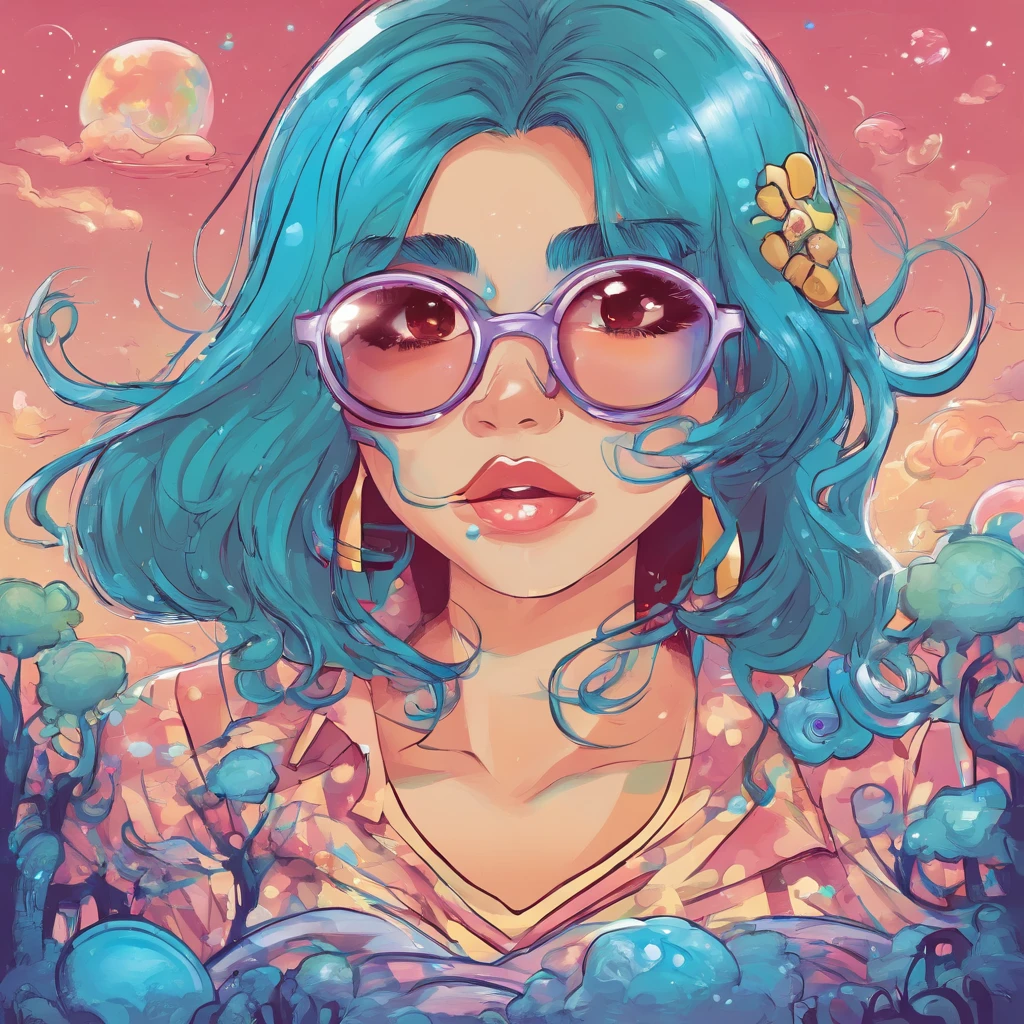 Un slime azul cielo adorable con lentes