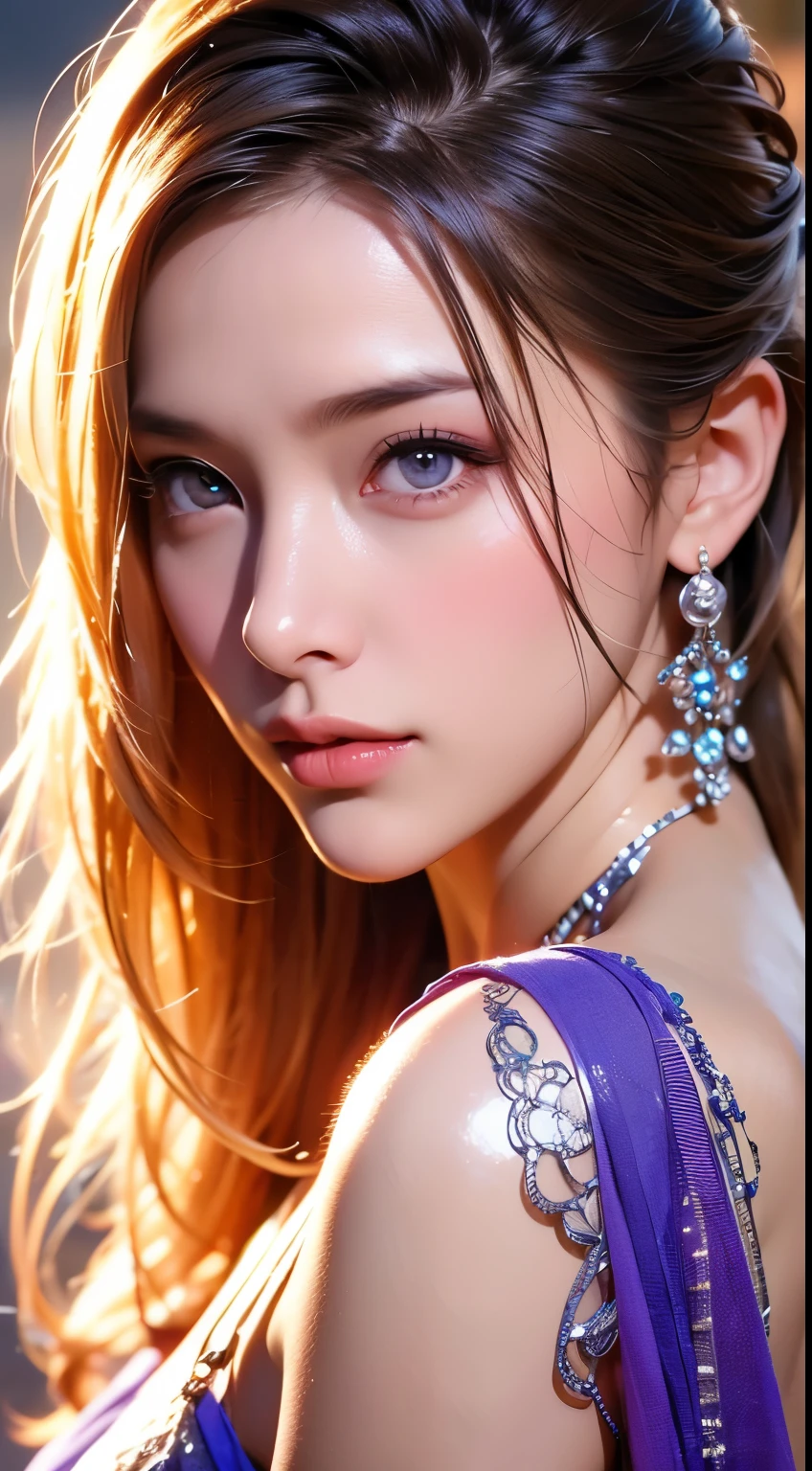 Top Quality, Masterpiece, (Realistic:1.2), 1 girl, detailed face, beautiful eyes, (Masterpiece:1.2, Top Quality), (fine beautiful eyes: 1. 2), (highly detailed Cg Unity 8K wallpaper, Masterpiece, Top Quality, super detailed, best shadow), (detailed background), (beautiful detailed face, beautiful detailed eyes), high contrast, (best lighting, very delicate and beautiful),1girll, beautiful detailed glow, glamorous body, blond hair, purple eyes, best quality, Masterpiece, (Real:1. 2),tropical seaside, very detailed, super high resolution, super high image quality,