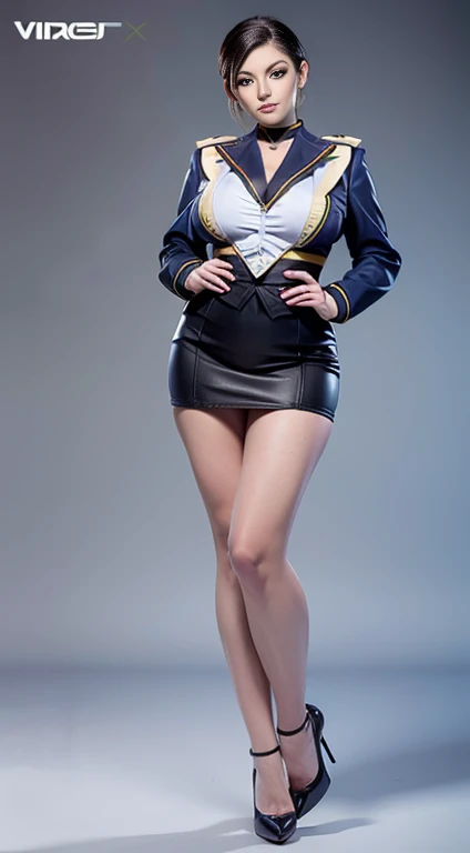 Big Breasts, Big Hips, Full Body Shot, Mature mother, Voluptuous thighs, ox, Seductive mature woman, Perfect body, Plus Size Model, Sailor suit, Wearing high heels,Miniskirt Uniform, Chunli,