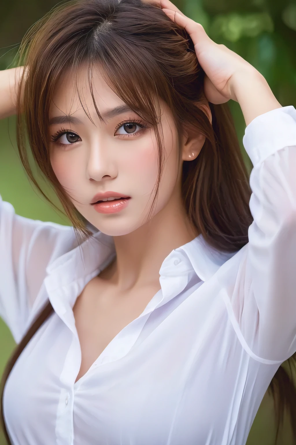 (highest quality, 8k, 32k, masterpiece, Ultra-high resolution: 1.3), Attractive Japanese women photos, One Girl, (big: 1.0), Abdominal muscles, Perfect body, (Transparent shirt: 1.1), Highly detailed face, Detailed lips, Beautiful Eyes, double eyelid