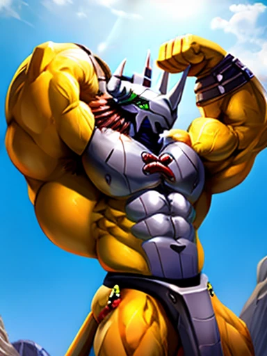 Wargreymon, flexing, big biceps