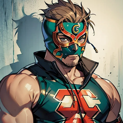 (( human Male 19 years old  ))  ,(( Luchador Mask )) , Brown short hair, 