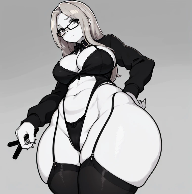 a drawing of a woman with glasses in a lingerie, bold lineart, looking like annie leonhart, thick lineart, clean lineart, perfect lineart, clean anime outlines, thick black lineart, simple lineart, intense line art, extremely fine ink lineart, sharp lineart, annie leonhart, thick outlines, variable lineart