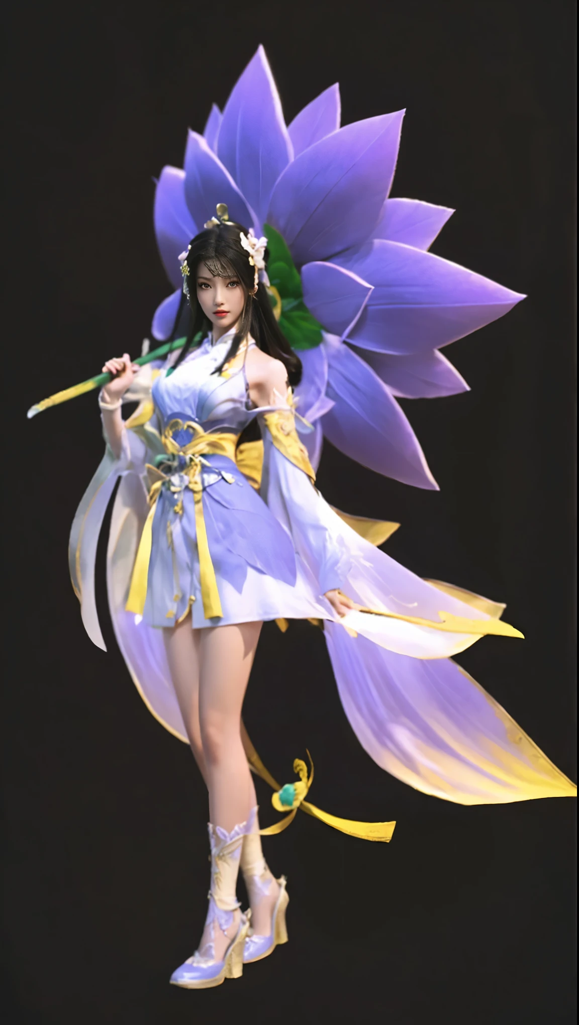 Solo, 1 Beautiful Female, Wuxia World, (1 Girl), (Full Body), (Xiuxian World), Chinese Immortal Wuxia, (Purple Cross-collared Top, Ancient Long Skirt, Embroidered Cape, Streamer), Brunette Hair, Chinese Coiled Bun, Hairpin, Light Pink Lips, Calm, Intellectual, Delicate Face, Masterpiece, Best Quality, High Quality, High Definition, High Quality Texture, High Quality Shadows, High Detail, Cinematic Light, Side Lighting, Ray Tracing, Sharp Focus, Realistic, Edge Light, Two-tone Light, (Detailed Skin Details: 1.2), 8k uhd, SLR, soft light, high quality, high resolution, (very detailed CG unity 8k wallpaper)