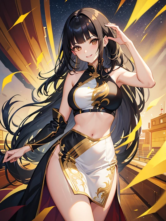 Anime girl with very big breasts and very big ass, full body Xianxia, small curvy loli, long black hair, deck, standing split, curvy, (thighhigh),((Captain))), (smile), pixiv3dcg,, negative, pixiv, ecchi, otpipero potion, full body commission four, top rating on pixiv, ecchi anime style, seductive anime girls, pixiv