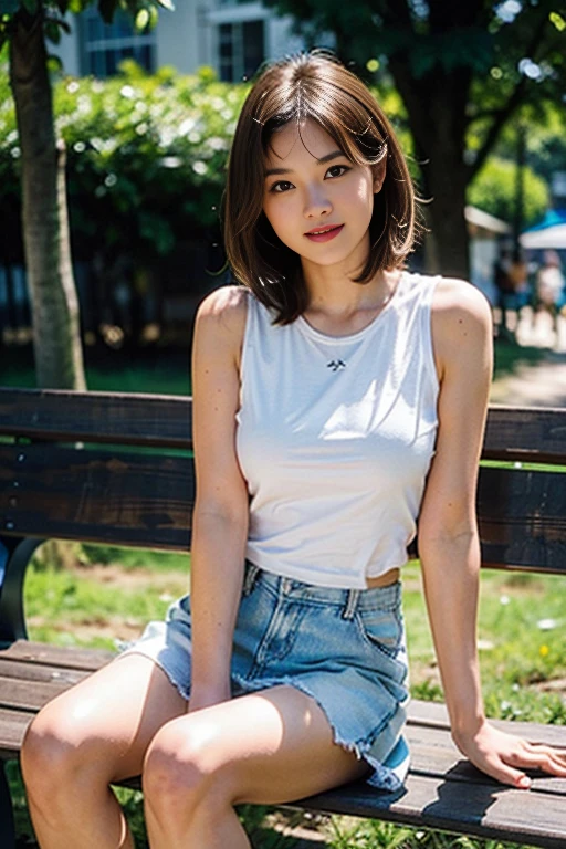 (8k, highest quality, masterpiece: 1.2), ultra detail, best quality, ultra high resolution, professional lighting, photon mapping, radiosity, physically based rendering, cinematic lighting, depth of field, focusing, sun rays, good composition, (bokeh: 1.2), 1 girl, (full body), smile, beautiful eyes, pose, brown hair, short hair, seashore, skirt, tank top, sitting on bench,open legs,white panties,nice legs,
Completed15%