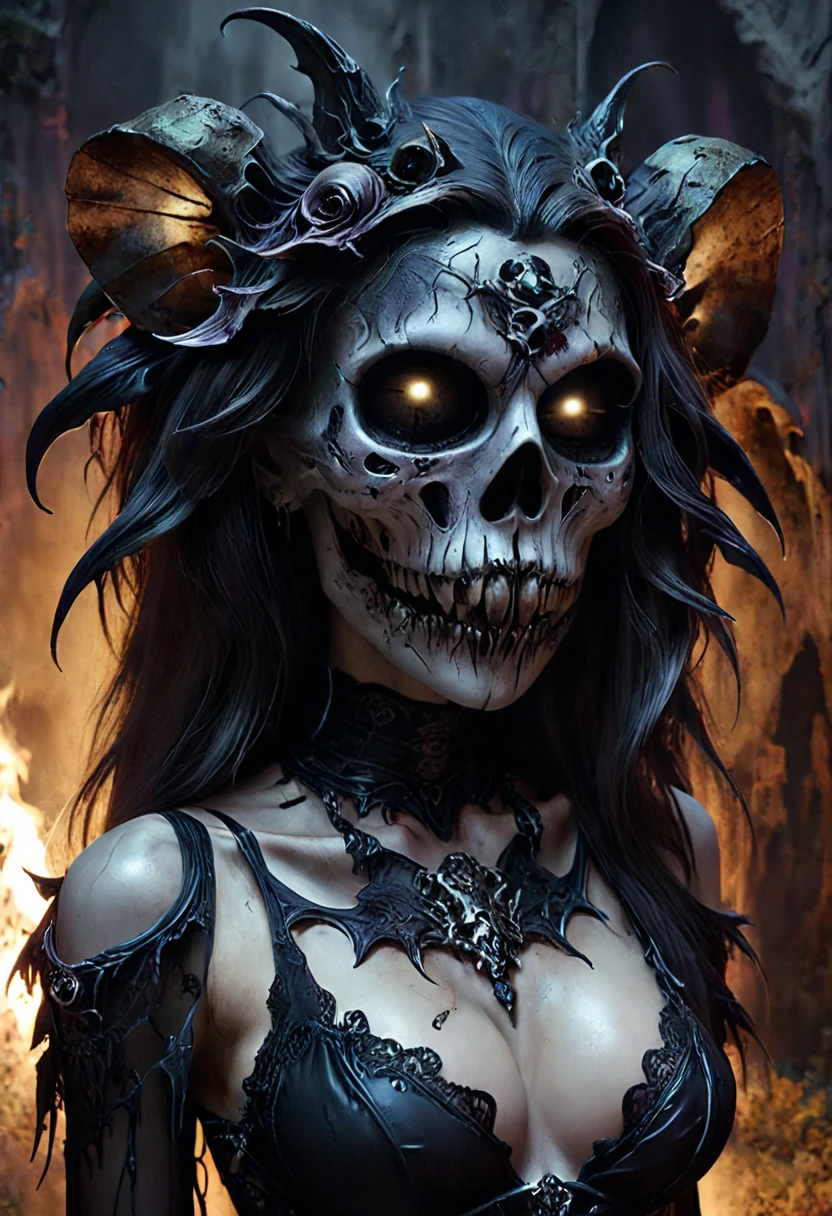 Sexy seductive death, undead head, seductive pose