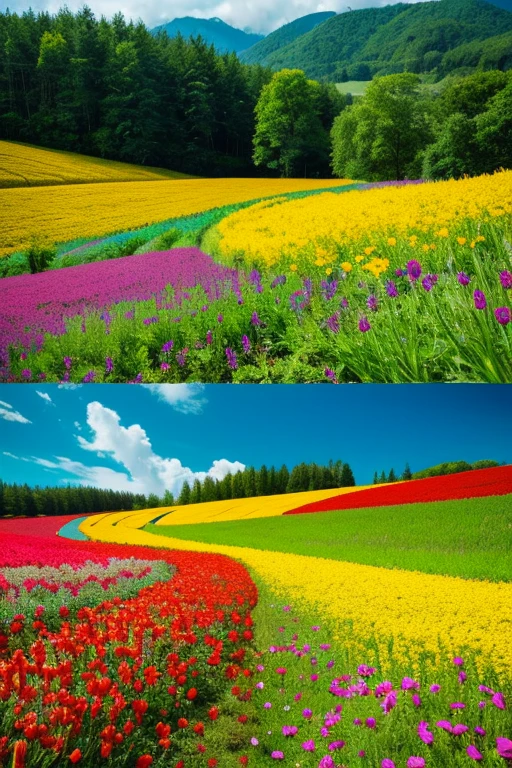 Flower field scenery