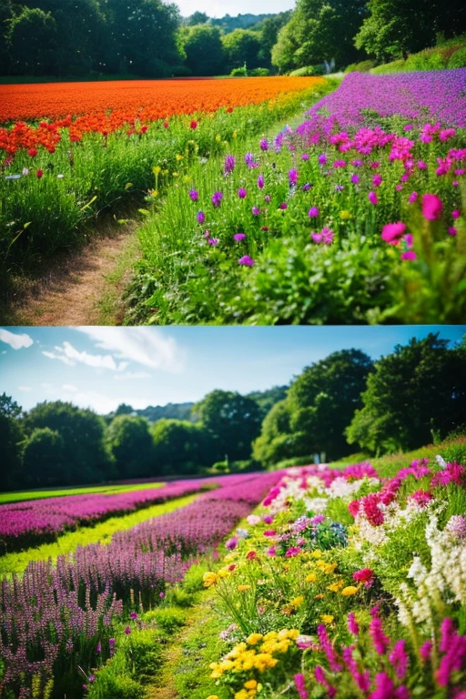 Flower field scenery