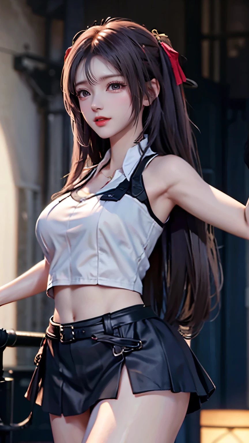 （Very delicate and beautiful：1.2）super model,,Big Breasts,Beautiful breasts,voluptuous,【bike shorts】,,【3girls】,,highest quality, High resolution, 8K,, Large Breasts,, Vivid details, ,Idol Group,mini skirt,With a gentle expression, he spreads his arms out to the audience.