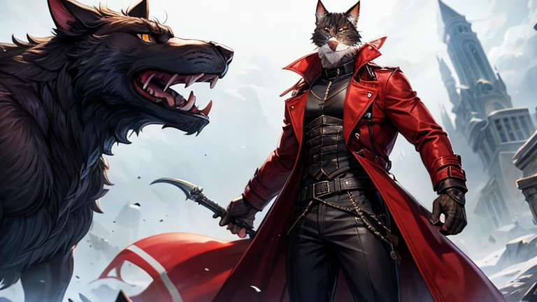 male large-breed catfolk blood hunter trench coat