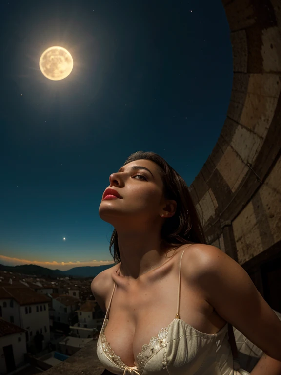 labios rojos vivos, ojos penetrantes, piel brillante, vestido fluido, dark and mysterious atmosphere, aura encantadora, Postura elegante, mirada seductora, entorno iluminado por la luna, Inquietantemente hermoso, Ethereal beauty, encanto sobrenatural, presencia fascinante, pechos grandes, Obra maestra, Mejor calidad, alta calidad, Fondo de pantalla CG unificado 8k muy detallado, beautiful and generous 23 year old girl, Delicate collarbone, pose sexy y encantadora, camisa blanca excelente textura, pantalones celeste gris cielo, Alto detalle, dramatic, arte a mitad de camino, Figura amortajada, imagen inquietante, misterioso retrato espeluznante, Bill Henson, retrato de esquizofrenia oscura, figura fantasmal, figura en la oscuridad, Bastien Lecouffe - Deharme, Carrera de Eugenio,una hermosa mujer italiana, ((marilyn monroe:Michelle Pfeiffer:0.5)), (peasant bodice), (pechos medianos), (cuerpo perfecto), labios pintados carmin, blurry very, very foreground, from below, fisheye, perspective luz fuerte lateral