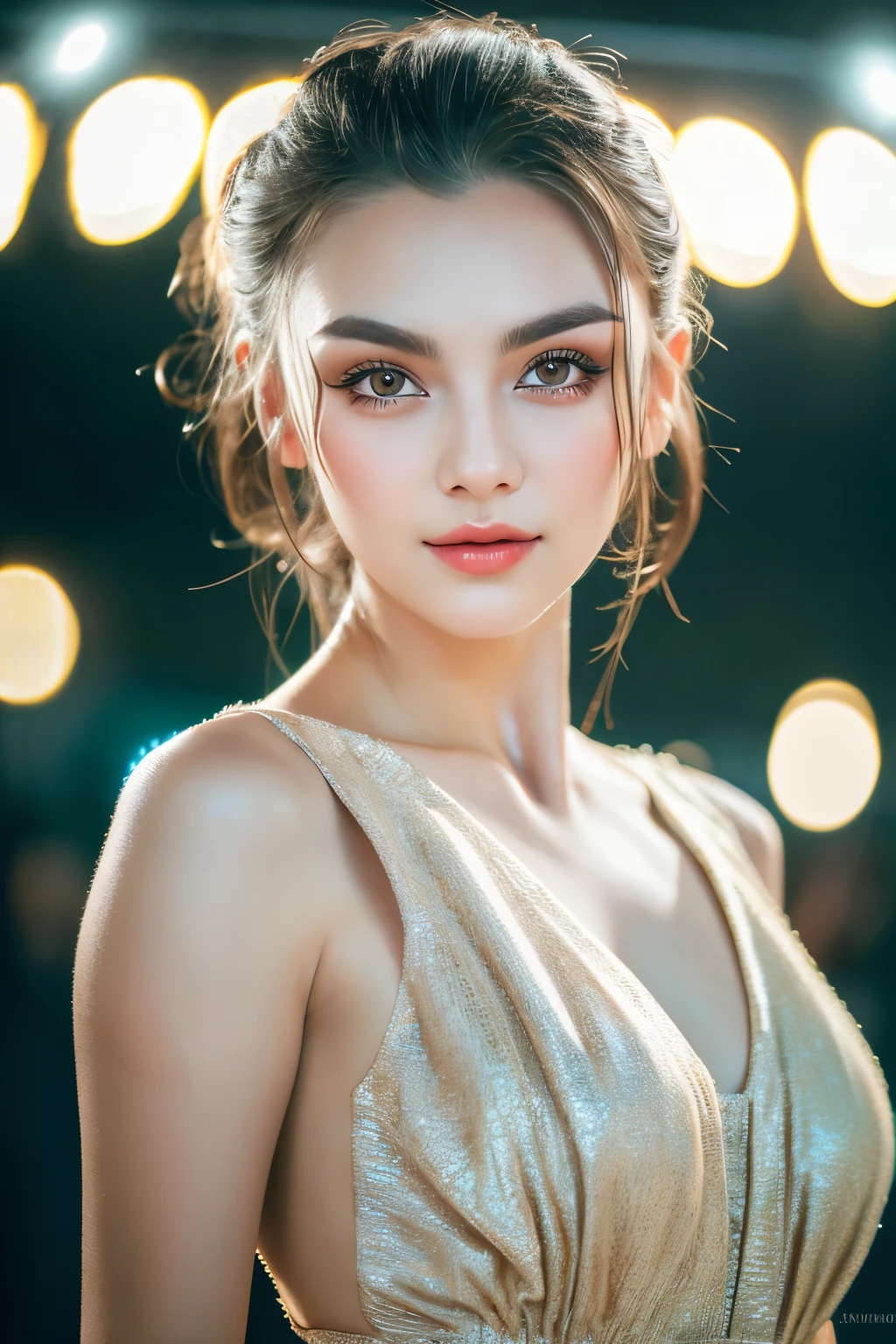 Ukrainian girl, Photorealsitic, Detailed skin, Detailed lips, Detailed eyebrows, PUPILS SPARKLING, depth of fields, ccurate, Super Detail, Best Quality, hight resolution, Anatomically correct, Textured skin, high details, High quality, short skirt, full body