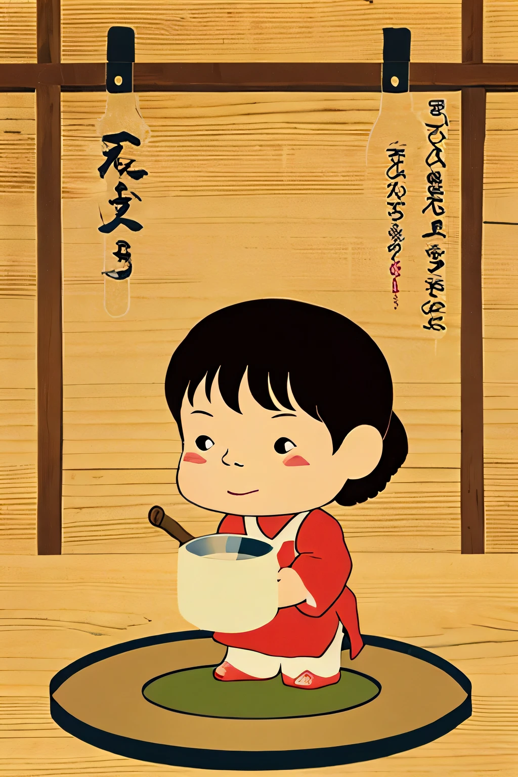 Japanese sake Barrel Kagami biraki cute Illustration