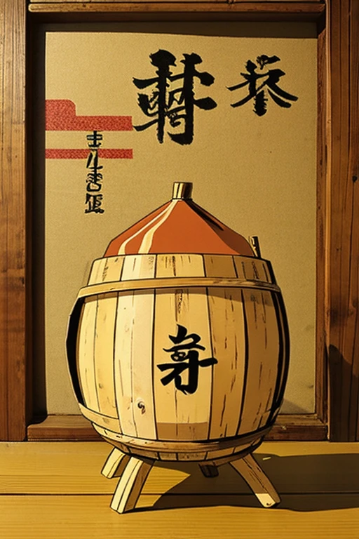 Japanese sake barrel　Kagami biraki　cute　Illustration　pop 