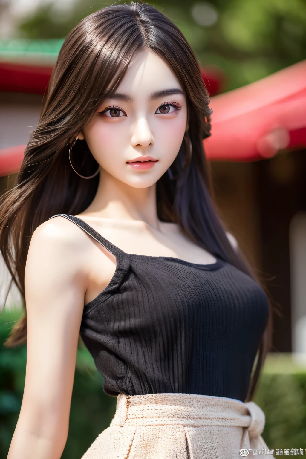 Japanese girl, Photorealsitic, Detailed skin, Detailed lips, Detailed eyebrows, PUPILS SPARKLING, depth of fields, ccurate, Super Detail, Best Quality, hight resolution, Anatomically correct, Textured skin, high details, High quality, short skirt, full body