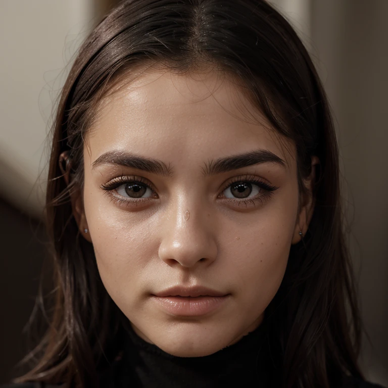 Cara perfecta, pelo ondulado y negro, ojos rasgados negro, long eyelashes 21 years old, Small nose, rostro definido