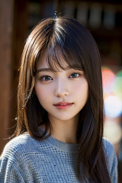 (8k, RAW photo, best quality, masterpiece:1.2), (realistic, photo-realistic:1.37), ultra-detailed, ultra high res,1 girl,looking at viewer,beautiful detailed face,smile,narrow,(slim waist:1.3),shirt, beautiful detailed skin, skin texture, floating hair,professional lighting,