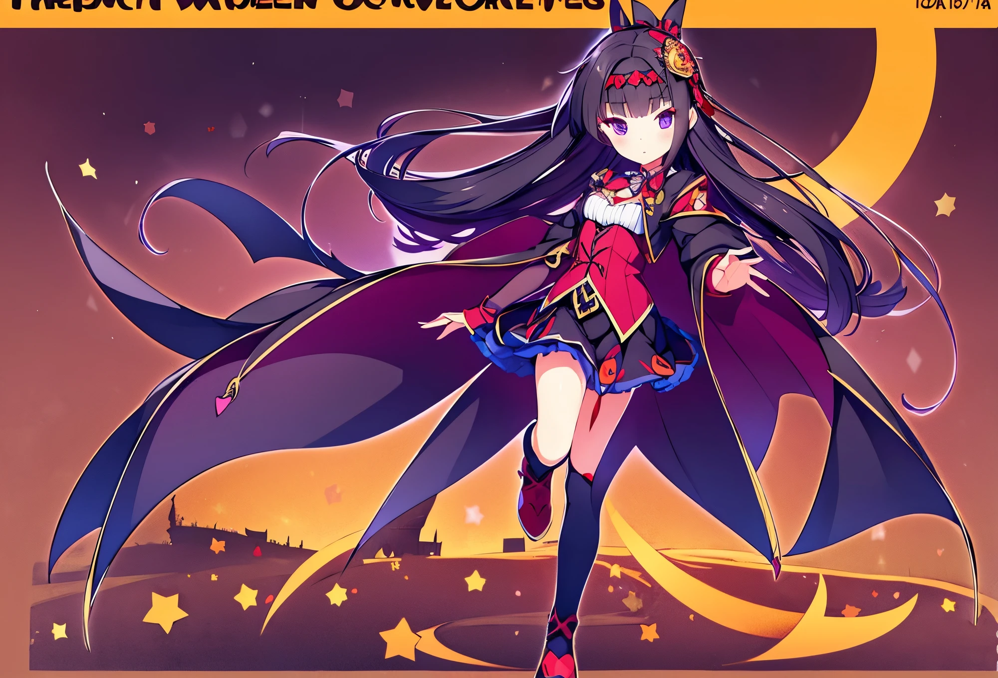 Beautiful gorgeous vampire girl great quality 4k black hair purple eyes gray wing Bat headband skin in full body vampire costume short skirt with halloween style stockings 🎃 