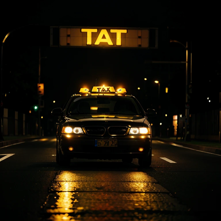 Taxi on a dark road
