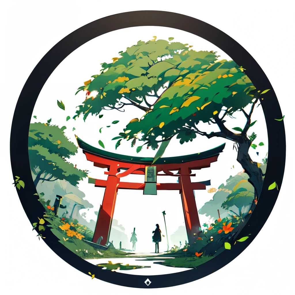 (logo:1.4), (symbol:1.2),
(monochrome:1.2), (flat design:1.4), (white background:1.1), (green leaf:1.3),(torii:1.1),
(absurdres absolutely resolution:1.2), (perfect circle:1.2), (characters:1.2), (institute:1.2), (masterpiece:1.0), 8K, (depth of sense:1.2), (art drawing:1.1), (SF:1.2), (silhouette:1.2),