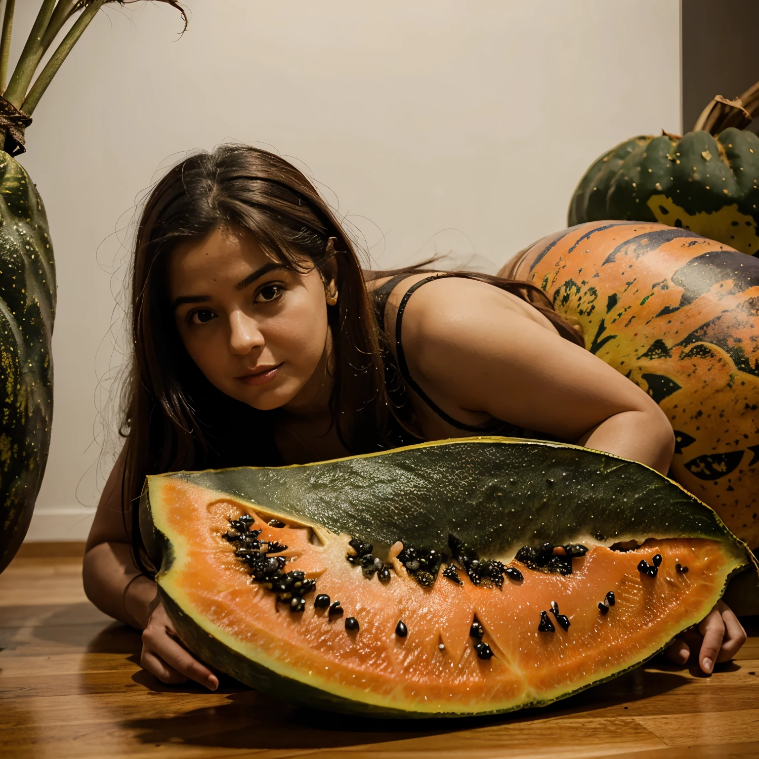 Una Rata abrazando una papaya