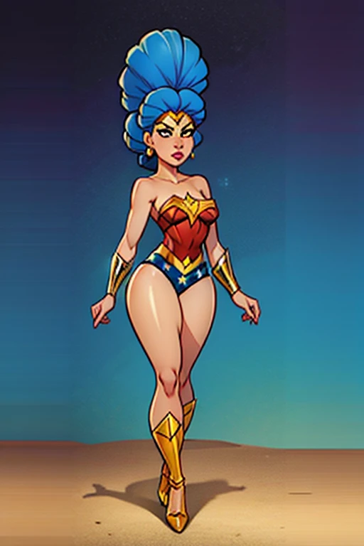 Imagine a fusion between Marge Simpson and Wonder woman 