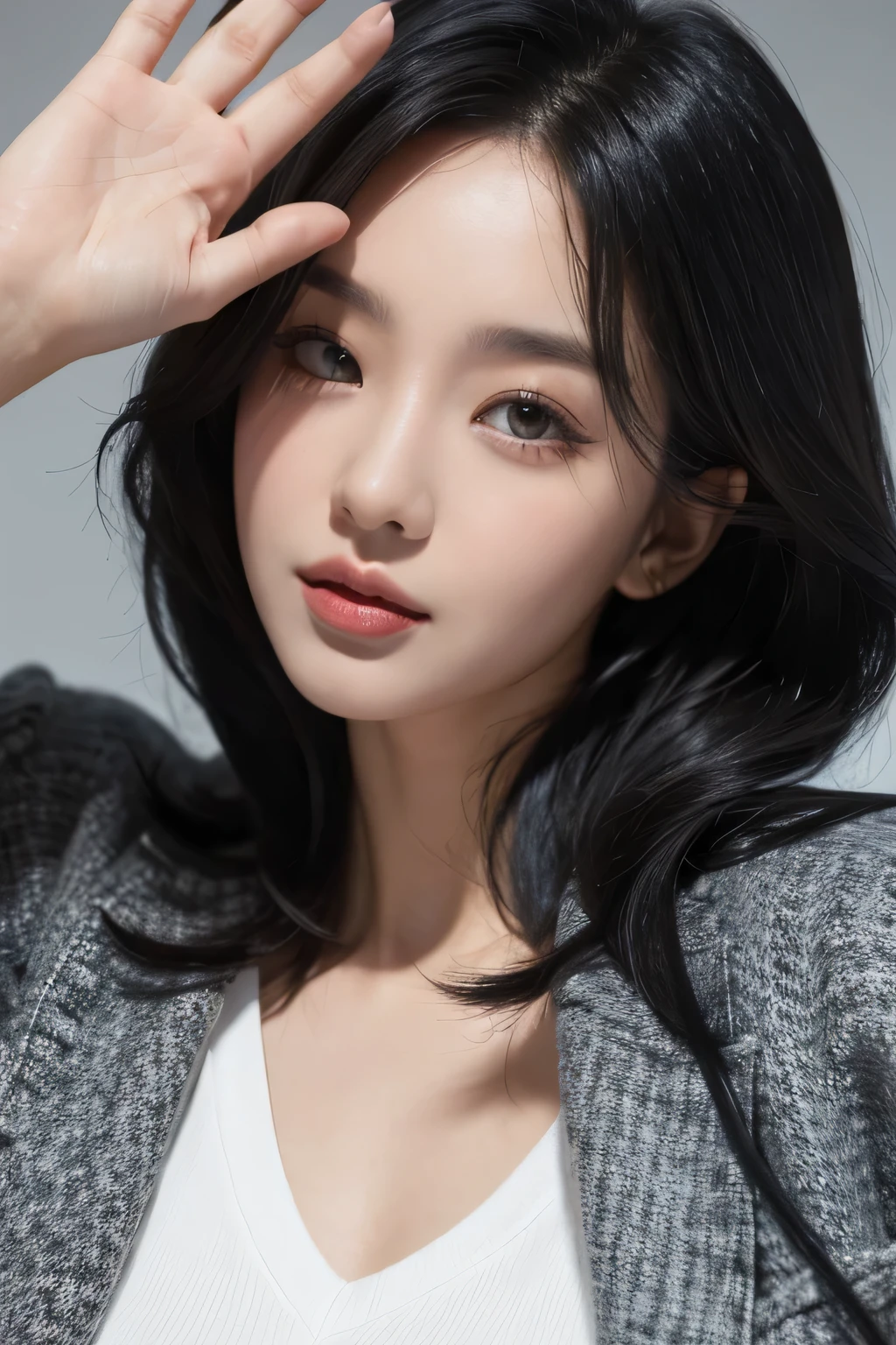 1lady, black hair, wave hair, wide eyed, 30 years old
