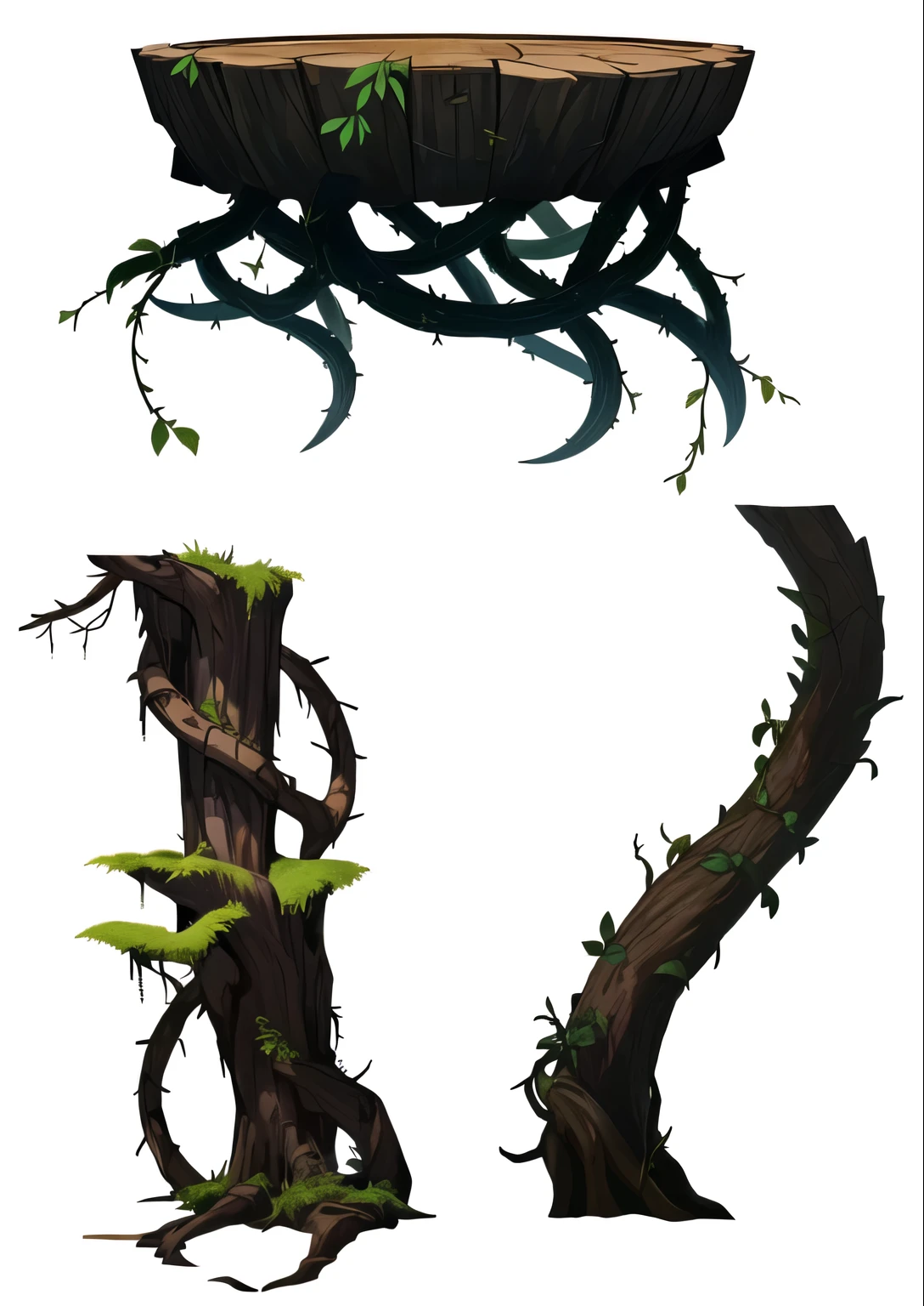 a close-up of a tree trunk with a vine growing, vegetation tentacles, fundo de espinho. d&d, espinhos e vinhas. detalhado, trepadeiras murchas retorcidas, espinhos, espinhos gigantes, stylized vegetation, lianas, pintado como uma arte conceitual de jogo, adereços contendo trees, vinhas grandes, chifres de espada, vinhas e espinhos, there are two pieces of wood with vines growing on them, galhos e plantas hiperdetalhados, stylized vegetation, ambiente de madeira antiga, Ponte da Vinha danificada, fundo de espinho. d&d, some fallen trees, props containing trees, pintado como uma arte conceitual de jogo, arte ambiental, trees. pintura fosca, arte conceitual de meio ambiente, Ramos e Hera, arte conceitual hiperdetalhada, there are two pieces of wood with a bunch of black vines, espinhos and vines. detalhado, fundo de espinho. d&d, hyperdetalhado twigs and plants, vegetation tentacles, stylized vegetation, vines and espinhos, roots and espinhos, membros feitos de videiras, composed of random limbs, chifres de espada, giant espinhos, espinhos, tronco com muitos espinhos na parte de baixo, ponte de madeira, fallen tree as a bridge.