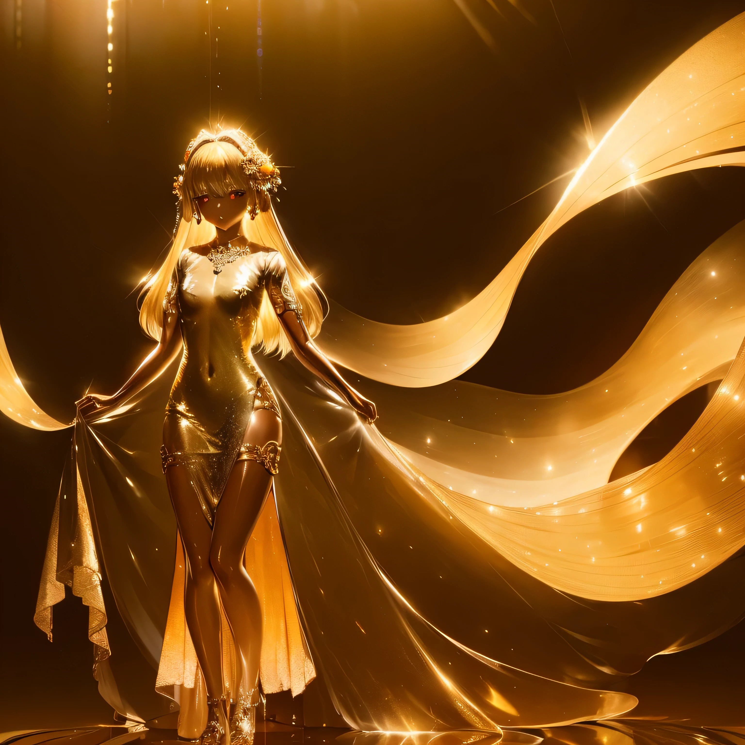 Girls in gold, almost transparent dresses, guru-Pselphy-, Full Body Shot