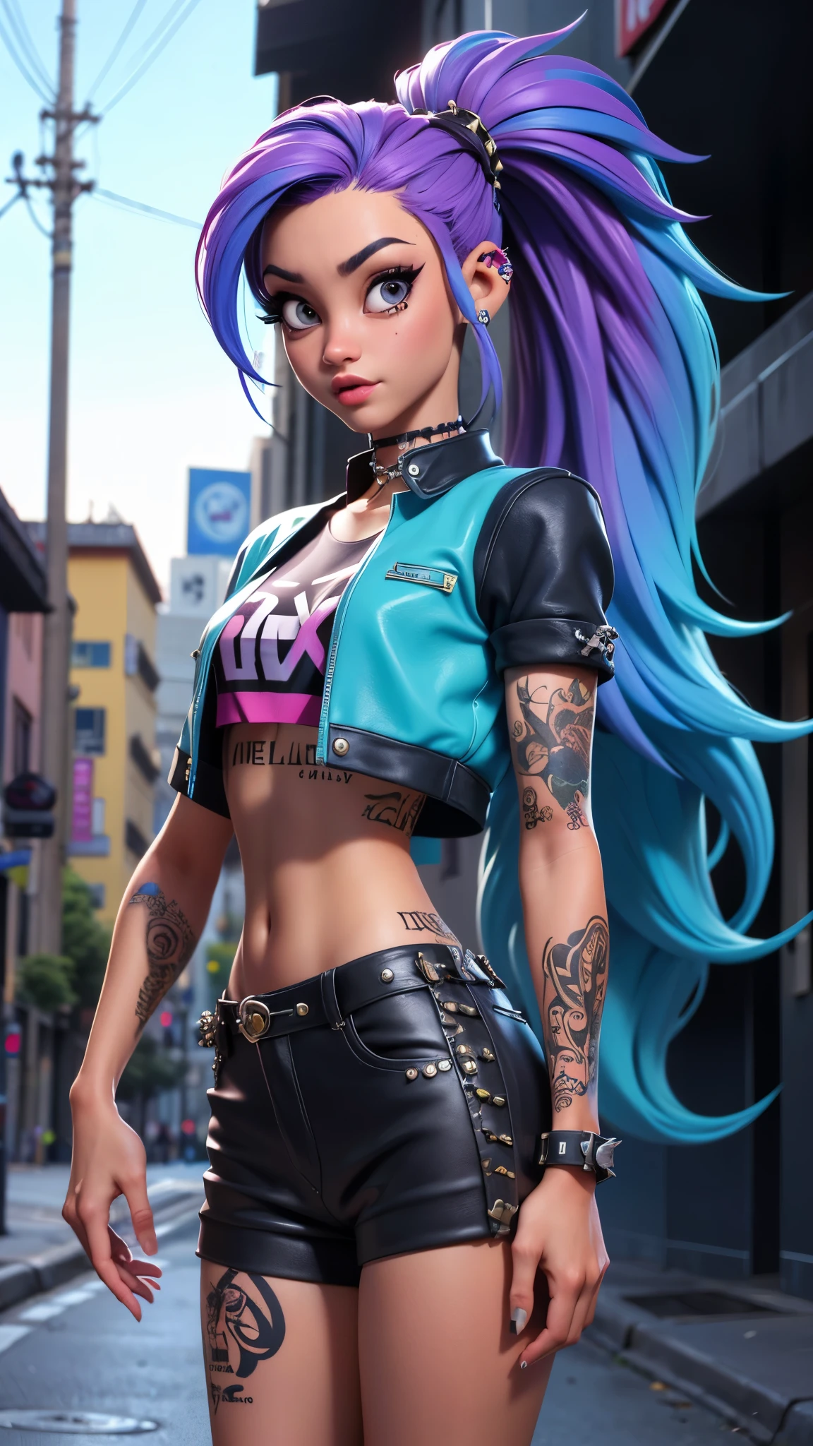 (La mejor calidad,A high resolution,Ultra - detallado,actual),Ariana Grande pelo largo azul claro，(estilo punk vena:1.4) ，ropa de calle ciberpunk，Women&#39;s chica ciberpunk，,(Fondo de ruinas de mazmorra en ruinas:1.4 ), chica ciberpunk，(Wear ropa de calle ciberpunk:1.4) ，(ropa de moda ciberpunk:1.4) ，Chica crotinodel de moda cyberpunk en estilo cyborg，,(Fondo de ruinas de mazmorra en ruinas:1.4 ), colores estilo cyberpunk，disfraz ciberpunk, ((pezones erectos)), cintura delgada,auto foto, (Detalles de la cara: 1.5, ojos azules brillantes, hermoso rostro, ojos bonitos, Contorno del iris, labios delgados: 1.5, Thin, sharp pale eyebrows, Long, dark eyelashes, double tabs),