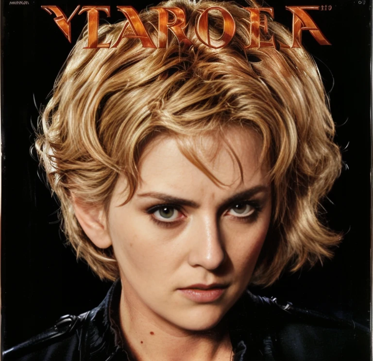 ((Rolling stone magazine cover)), young woman, from the front, low angle:1.4, 18yo, provocative position, medium breast, perfect body, narrow waist, wide hips, thigh gap, exposed vagina, nude:1.4, dynamic pose, no panties, rock and roll, glamour makeup, ultra realistic, 8k, high detail