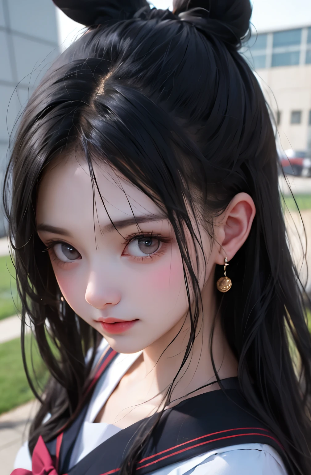 High school girl in sailor suit、Black Hair、bangs