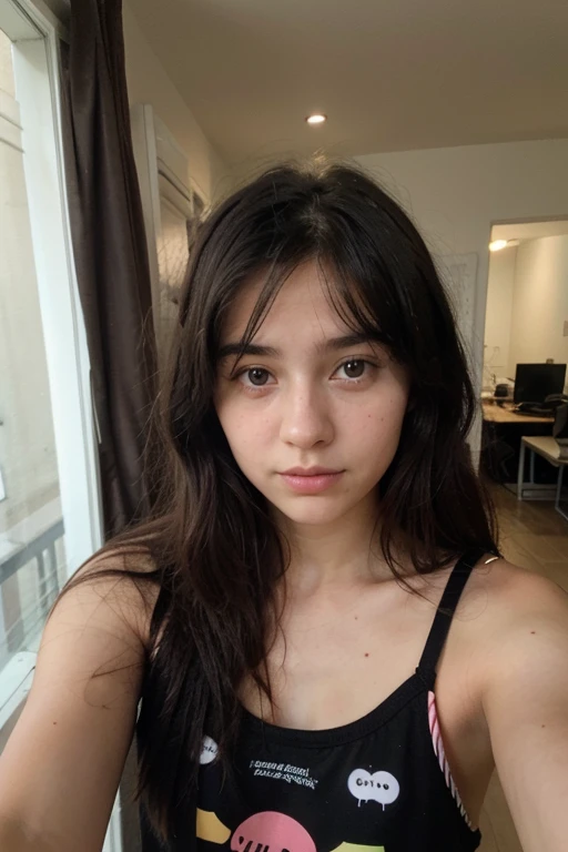a 13 year old girl with black hair selfie