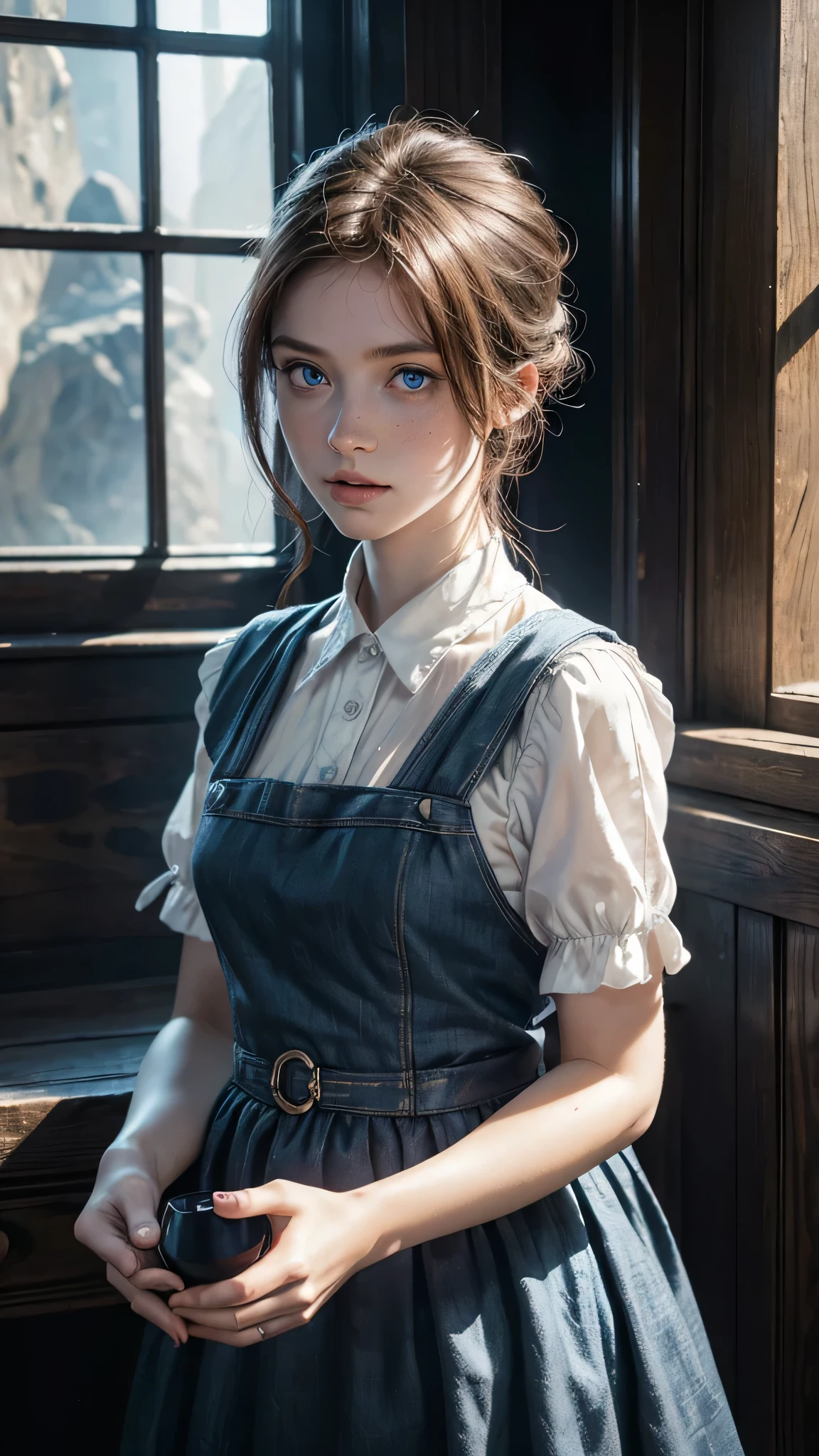 stars, standard, freckled face, automatic white balance, intersting lights and shadows, hyperdetailed, meditation, clamps, high quality photo, witches, (photorealistic:1.4), blue eyes, ((masterpiece)), pinafore dress, antagonist, road, rocks, ultra detailed eyes, overhaul,