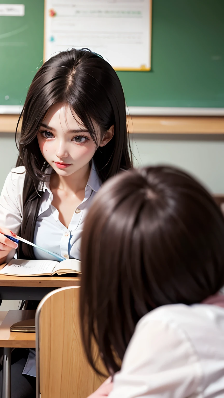 Men and women studying in classroom