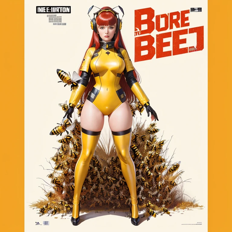 a poster for Intrusion of the bee girls, John Maggs, Art by Roy Dalgarno, based on bumblebee, 1 9 7 0 SFmovie, movie, Intrusion, Album cover, (bee), [ movieのような, music Album cover, made of bees, movieアートワーク, Official artwork, bees, crimson - 女 army behind, 1 9 7 0 s film, レトロSFmovie