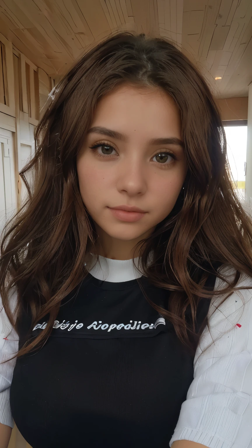xoaeriel, a beautiful woman with brown wavy hair, ojos azules, nariz redonda, vistiendo un cohete de equipo,uniforme del equipo cohete,falda blanca,letra roja R,top corto,medias negras hasta el muslo,guantes negros hasta el codo,hiperealista