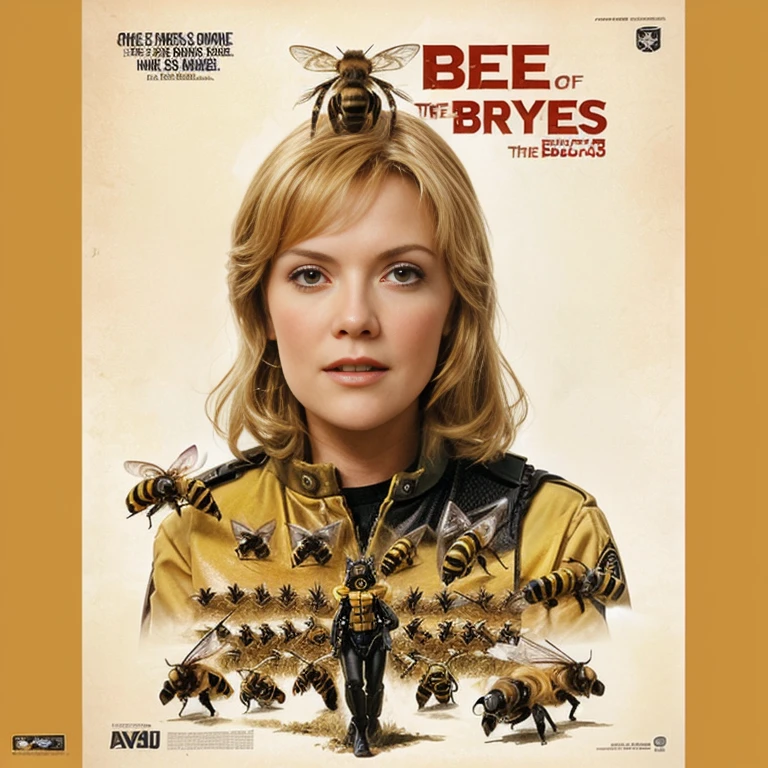 a poster for Intrusion of the bee girls, John Maggs, Art by Roy Dalgarno, based on bumblebee, 1 9 7 0 SFmovie, movie, Intrusion, Album cover, (bee), [ movieのような, music Album cover, made of bees, movieアートワーク, Official artwork, bees, crimson - 女 army behind, 1 9 7 0 s film, レトロSFmovie